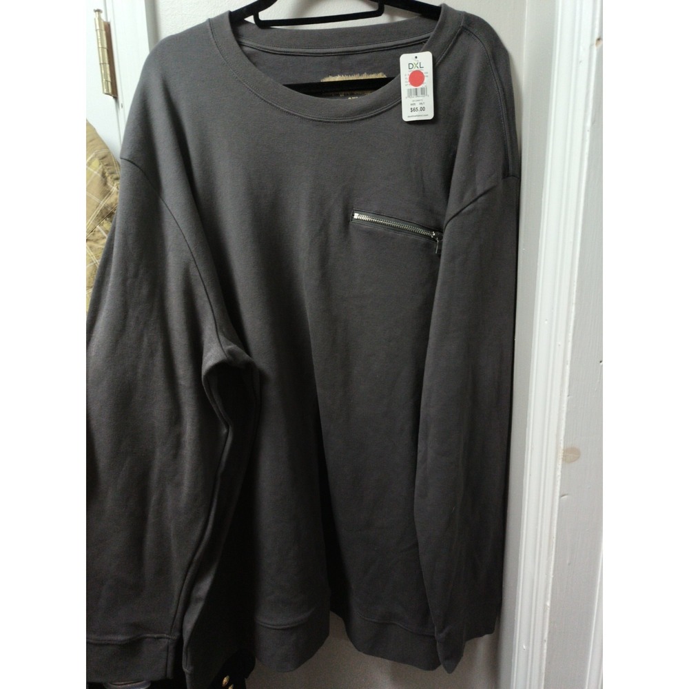 Mens DXL Society Of One- Zip Pocket Sweatshirt 3XLT  Gray/ Brown